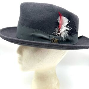 NWT Bigalli Hat L/G Fedora 100% Wool Men Dress Church Very Classy Gray